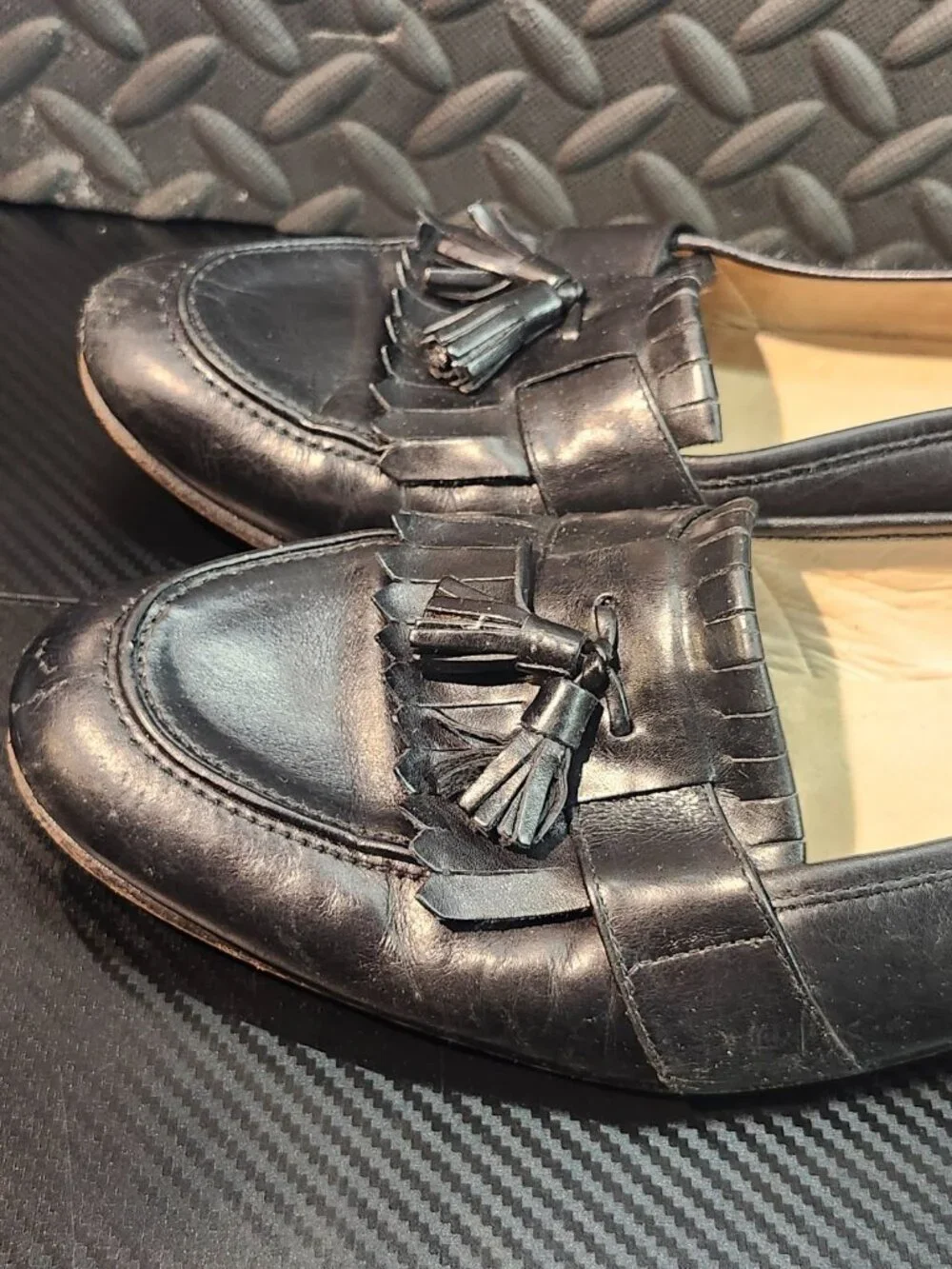 Alfani Black Leather Braided Tassel Slip On Loafers Size 12M Made In Italy